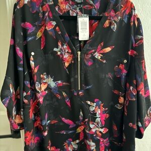 Torrid Multicolor Floral Black Blouse